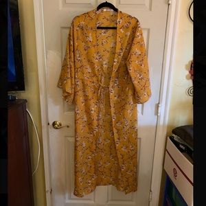 Nasty Gal yellow floor length kimono